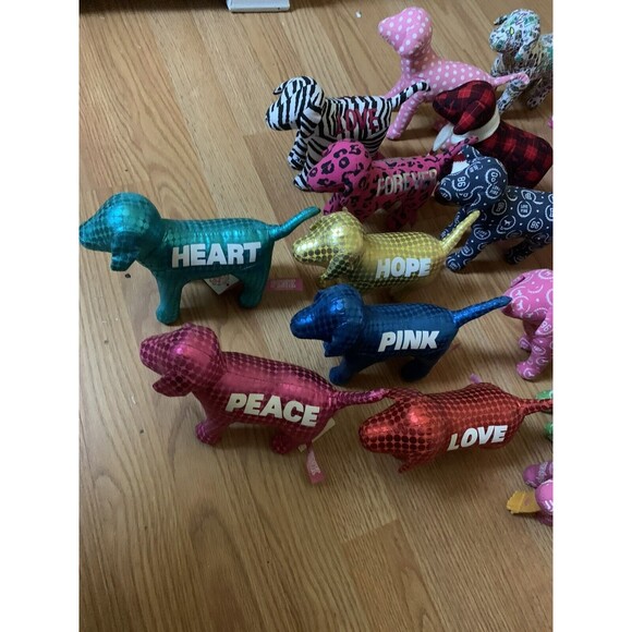 Lot Of 20  Victoria’s Secret PINK Dogs Stuffed Pink Collection Dogs Love Peace - Picture 2 of 6